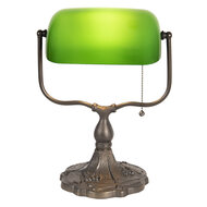 Clayre &amp; Eef   | Bureaulamp Bankierslamp Groen, Bruin 27x20x36 cm E27/max 1x60W | 5LL-1144GR