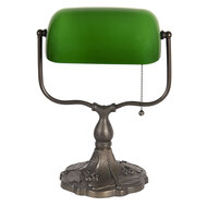 Clayre &amp; Eef   | Bureaulamp Bankierslamp Groen, Bruin 27x20x36 cm E27/max 1x60W | 5LL-1144GR