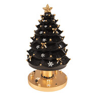 Clayre &amp; Eef   | Muziekdoos Kerstboom Zwart Goudkleurig &oslash; 11x20 cm | 6PR3770