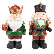 Clayre &amp; Eef   | Kerstdecoratie Beeld Notenkraker (set van 2) Rood Groen 11x8x21 cm | 6PR3732