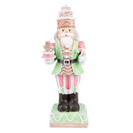 Clayre &amp; Eef   | Kerstdecoratie Beeld Notenkraker Groen, Roze 9x6x24 cm | 6PR3736