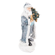 Clayre &amp; Eef   | Kerstdecoratie Beeld Kerstman Grijs 11x9x21 cm | 6PR3739