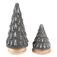 Clayre &amp; Eef   | Kerstdecoratie Kerstboom Grijs &oslash; 15x32 cm | 65130