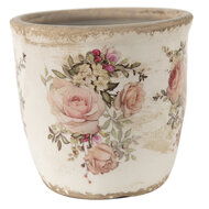 Clayre &amp; Eef   | Bloempot Binnen Roze, Beige &oslash; 14x13 cm | 6CE1421L