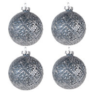 Clayre &amp; Eef   | Kerstballen set van 4 Blauw &oslash; 8x8 cm | 6GL4108