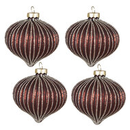 Clayre &amp; Eef   | Kerstballen set van 4 Rood &oslash; 8x8 cm | 6GL4111