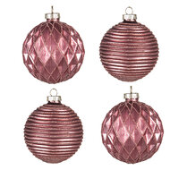 Clayre &amp; Eef   | Kerstballen set van 4 Rood &oslash; 8x8 cm | 6GL4143