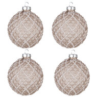 Clayre &amp; Eef   | Kerstballen set van 4 Bruin &oslash; 8x8 cm | 6GL4158