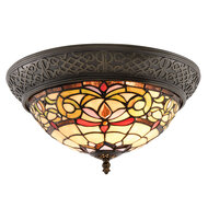 Clayre &amp; Eef   | Plafondlamp Tiffany Geel &oslash; 38x20 cm E14/max 2x40W | 5LL-5909