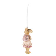 Clayre &amp; Eef   | Decoratie Hanger Konijn Roze Bruin 4x4x11 cm | 6PR3840