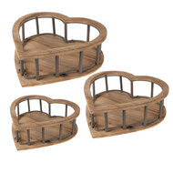 Clayre &amp; Eef   | Opbergmanden set van 3 Hart Bruin 33x33x10 / 26x26x9 / 20x20x8 cm | 6H2230