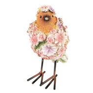 Clayre &amp; Eef   | Decoratie beeld Vogel Roze, Oranje 7x10x12 cm | 6PR4882