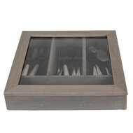 Clayre &amp; Eef   | Bestekbak Grijs 30x30x8 cm | 6H1583G