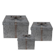 Clayre &amp; Eef   | Opbergdoos Grijs 24x24x18 / 20x20x15 / 16x16x12 cm | 6Y4891