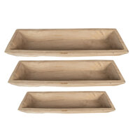 Clayre &amp; Eef   | Serveerschaal Set van 3 Bruin 70x20x9 / 66x15x7 / 61x11x6 cm | 5H0559CH