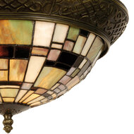 Clayre &amp; Eef   | Plafondlamp Tiffany Groen, Bruin, Beige &oslash; 38x19 cm E14/max 2x40W | 5LL-5348