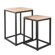 Clayre &amp; Eef   | Bijzettafel Set van 2 Zwart 36x36x52 cm / 31x31x42 cm | 6Y2510