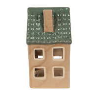 Clayre &amp; Eef   | Theelichthouder Kerst Huisje Bruin, Groen 8x8x15 cm | 6CE1600