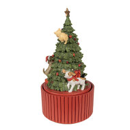 Clayre &amp; Eef   | Muziekdoos Kerstboom LED Groen, Rood &oslash; 14x27 cm | 6PR3918