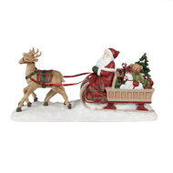 Clayre &amp; Eef   | Kerstdecoratie Beeld Kerstman Rood, Bruin 41x11x19 cm | 6PR3919