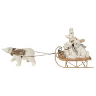 Clayre &amp; Eef   | Kerstdecoratie Beeld Honden op slee Wit 30x8x15 cm | 6PR3924