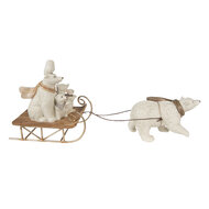 Clayre &amp; Eef   | Kerstdecoratie Beeld Honden op slee Wit 30x8x15 cm | 6PR3924