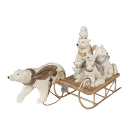 Clayre &amp; Eef   | Kerstdecoratie Beeld Honden op slee Wit 30x8x15 cm | 6PR3924