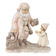 Clayre &amp; Eef   | Kerstdecoratie Beeld Kerstman Roze 14x9x14 cm | 6PR3935