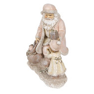 Clayre &amp; Eef   | Kerstdecoratie Beeld Kerstman Roze 14x9x14 cm | 6PR3935