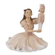 Clayre &amp; Eef   | Decoratie Beeld Ballerina Roze Wit 12x12x13 cm | 6PR3944