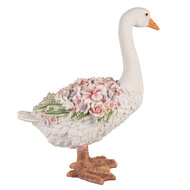 Clayre &amp; Eef   | Decoratie Beeld Gans Wit Roze 37x22x45 cm | 6PR4896