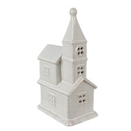 Clayre &amp; Eef   | Decoratie Kerk met LED Beige 13x9x23 cm | 6CE1590