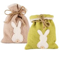 Dekoratief | Zakje m/bunny, groen/roze, 17x4x20cm, set van 2 stuks | A210091