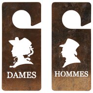 Dekoratief | Hanger &#039;Dames/Hommes&#039;, metaal wash off, 13x29cm, set van 2 stuks | A215435