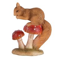 Dekoratief | Eekhoorn op paddenstoelen, resina, 7x4x9cm | A215548