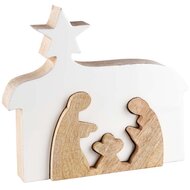 Dekoratief | Kerststal puzzel, wit/naturel, hout, 23x4x26cm | A218240