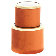 Dekoratief | Set 2 tondozen, oranje, velvet/glas, 12x12x10cm | A219031