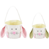 Dekoratief | Set 2 zakjes bunny, wit/groen/roze, 17x17x16cm | A220015