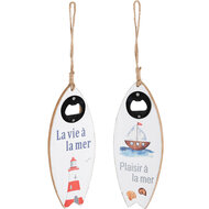 Dekoratief | Hanger flesopener &#039;La mer&#039;, hout, 8x20cm, set van 2 stuks | A220031