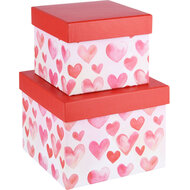 Dekoratief | Set 2 dozen vierkant &#039;Love Around&#039;, 16x16x12cm | A220076