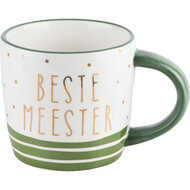 Dekoratief | Mok &#039;Beste Meester&#039;, wit/groen, keramiek, 13x9x10cm | A220339