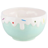 Dekoratief | Bowl milkshake, wit/groen, keramiek, 12x12x7cm | A220412