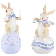 Dekoratief | Bunny muzikant, resina, 7x6x15cm, set van 2 stuks | A220814