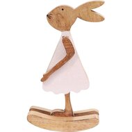 Dekoratief | Deco bunny, naturel/roze, hout, 17x8x34cm | A220951