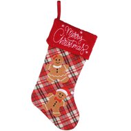 Dekoratief | Kerstkous m/cookies, rood geruit, textiel, 24x46cm | A225472