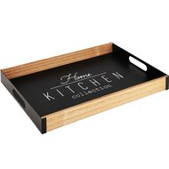 Dekoratief | Dienblad &#039;Home Kitchen&#039;, naturel/zwart, hout, 37x25x5cm | A225565