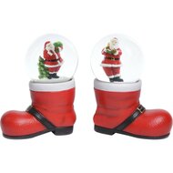 Dekoratief | Santaboot waterbol m/santa, rood, resina/glas, 10x6x12cm, set van 2 stuks | A225654