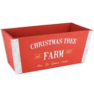 Dekoratief | Bakje rechthoek &#039;Christmas Tree&#039;, rood, hout/metaal , 33x16x14cm | A225761