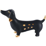 Dekoratief | Hond zwart/goud m/stippen, keramiek, 22x7x13cm | A225864