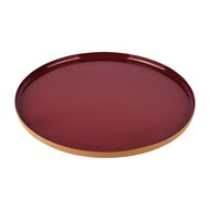 Dekoratief | Dienblad rond, rood/goud, metaal, 23x23x2cm | A228190